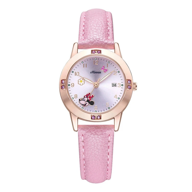 Disney Cartoon Minnie Girl Watch Women Calendar Gift Quartz Cute Crystal Kids Watches Children Clock Gifts Birthday Present