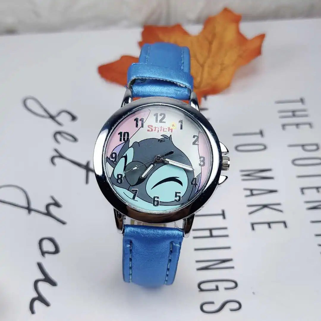 Disney StarCraft Baby Stitch Children's Watch BoysCartoon Waterproof Leather Watch Kids Watches Boys Kids Watch Clock Watches