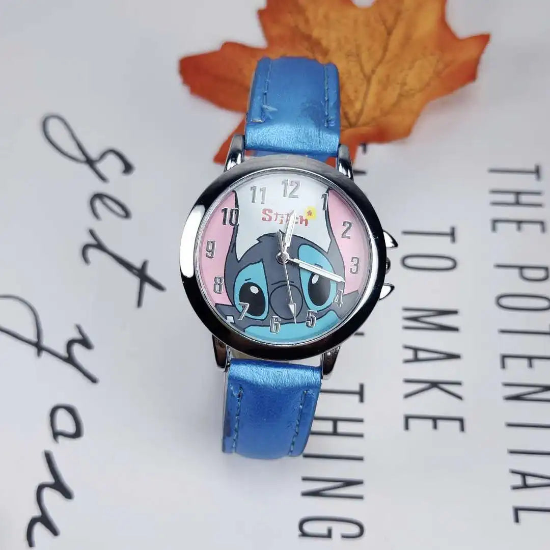 Disney StarCraft Baby Stitch Children's Watch BoysCartoon Waterproof Leather Watch Kids Watches Boys Kids Watch Clock Watches