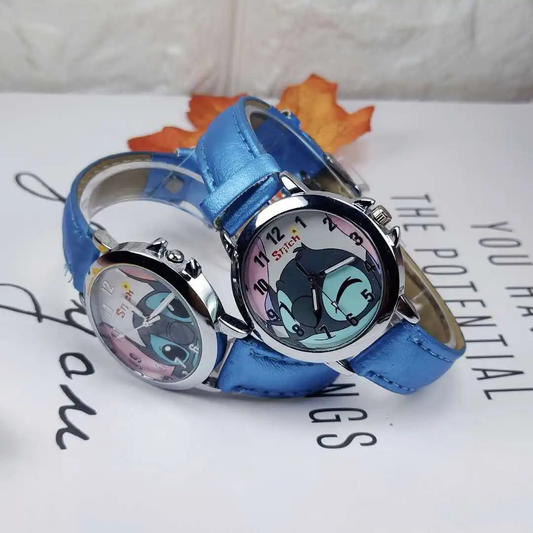 Disney StarCraft Baby Stitch Children's Watch BoysCartoon Waterproof Leather Watch Kids Watches Boys Kids Watch Clock Watches