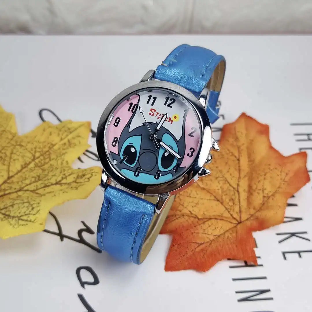 Disney StarCraft Baby Stitch Children's Watch BoysCartoon Waterproof Leather Watch Kids Watches Boys Kids Watch Clock Watches