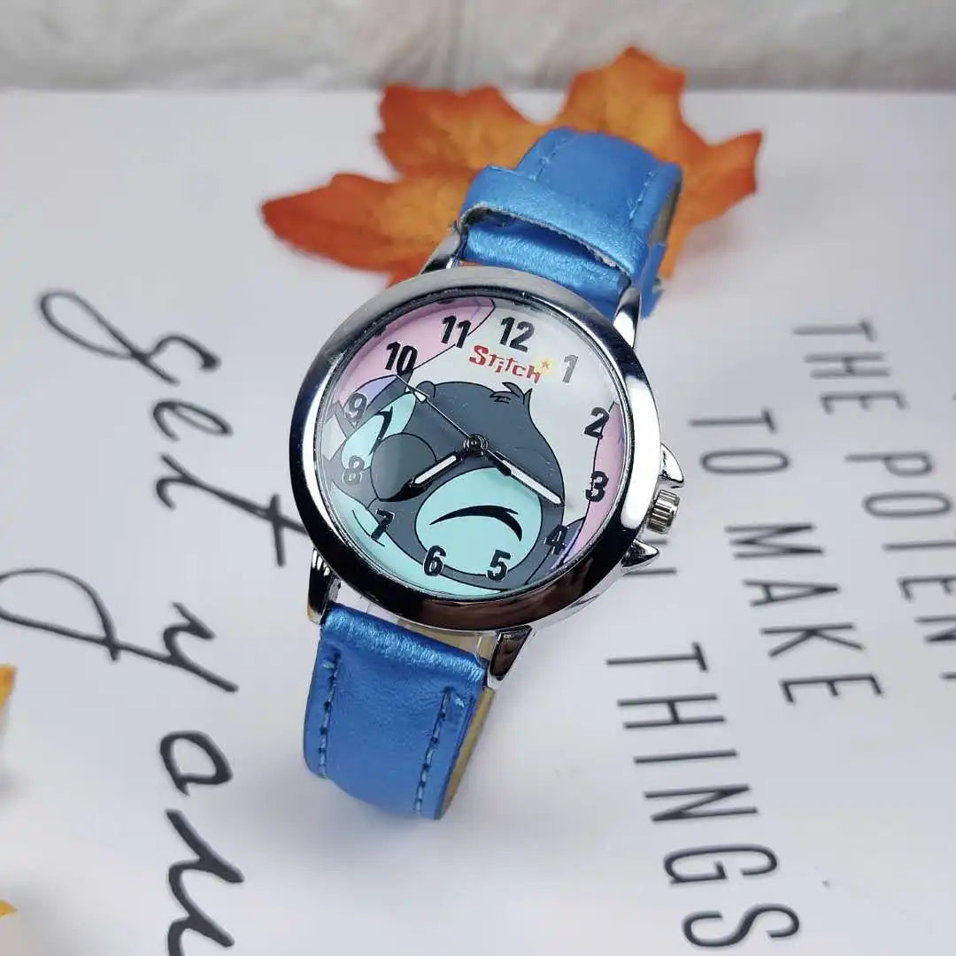 Disney StarCraft Baby Stitch Children's Watch BoysCartoon Waterproof Leather Watch Kids Watches Boys Kids Watch Clock Watches