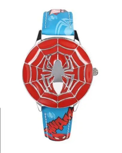 Disney spiderman Kids watch Captain America ironman children's watches Leather Quartz Flip Metal Case Watches Boys Clock gifts