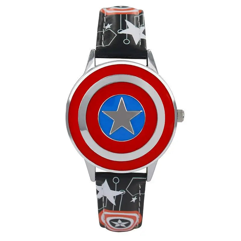 Disney spiderman Kids watch Captain America ironman children's watches Leather Quartz Flip Metal Case Watches Boys Clock gifts