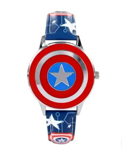 Disney spiderman Kids watch Captain America ironman children's watches Leather Quartz Flip Metal Case Watches Boys Clock gifts