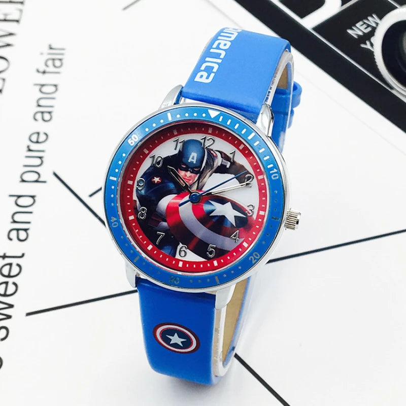 DISNEY Spiderman Captain America Iron Man Kids Wristwatch Student Quartz Watch Christmas Birthday Gift Super Hero Boys Clock