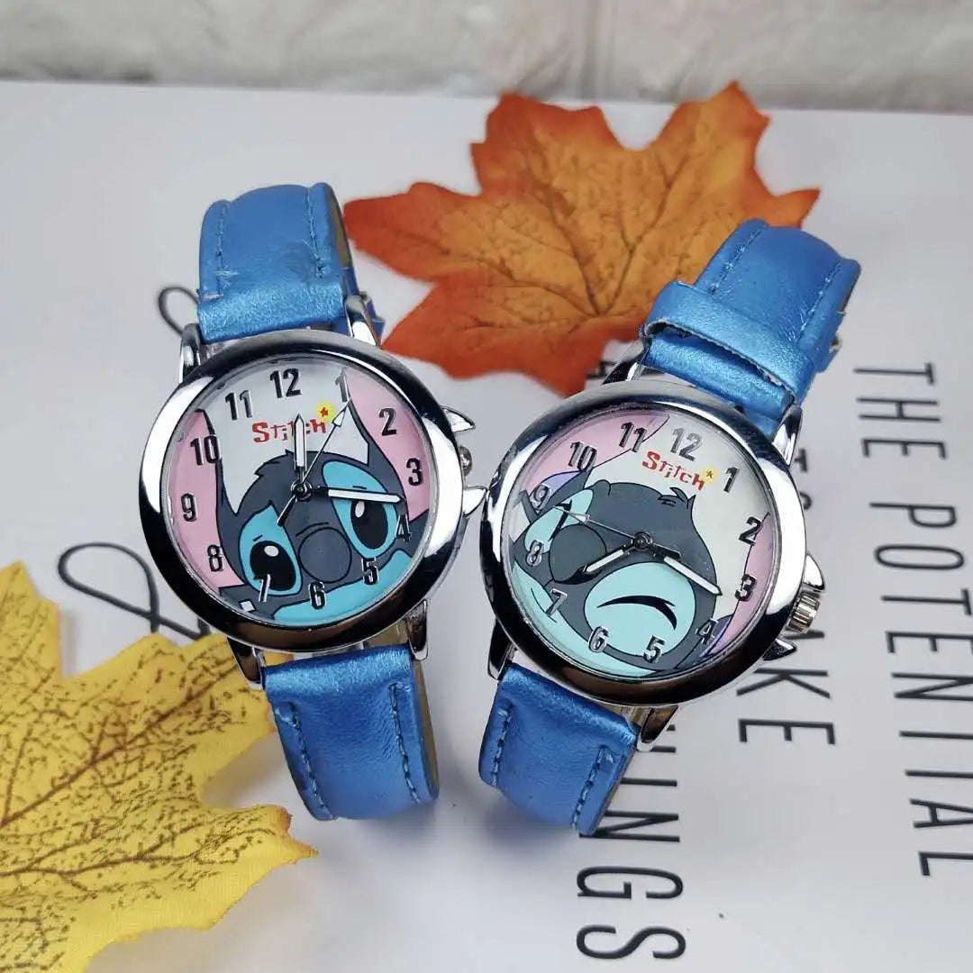 Disney StarCraft Baby Stitch Children's Watch BoysCartoon Waterproof Leather Watch Kids Watches Boys Kids Watch Clock Watches