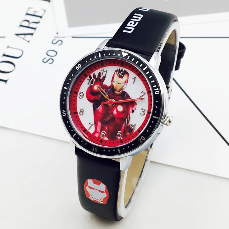 DISNEY Spiderman Captain America Iron Man Kids Wristwatch Student Quartz Watch Christmas Birthday Gift Super Hero Boys Clock