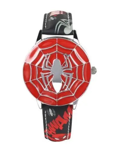 Disney spiderman Kids watch Captain America ironman children's watches Leather Quartz Flip Metal Case Watches Boys Clock gifts