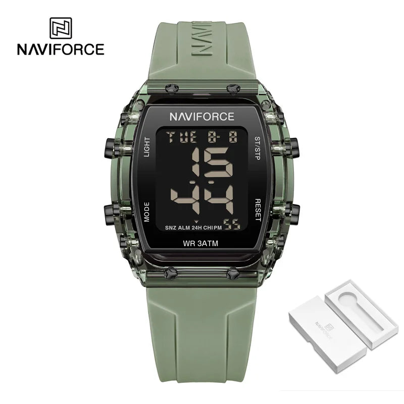 NAVIFORCE Women Watch Waterproof Personality Square Wristwatches LED Digital Silicone Strap Sport Electronic Clock Montre Femme