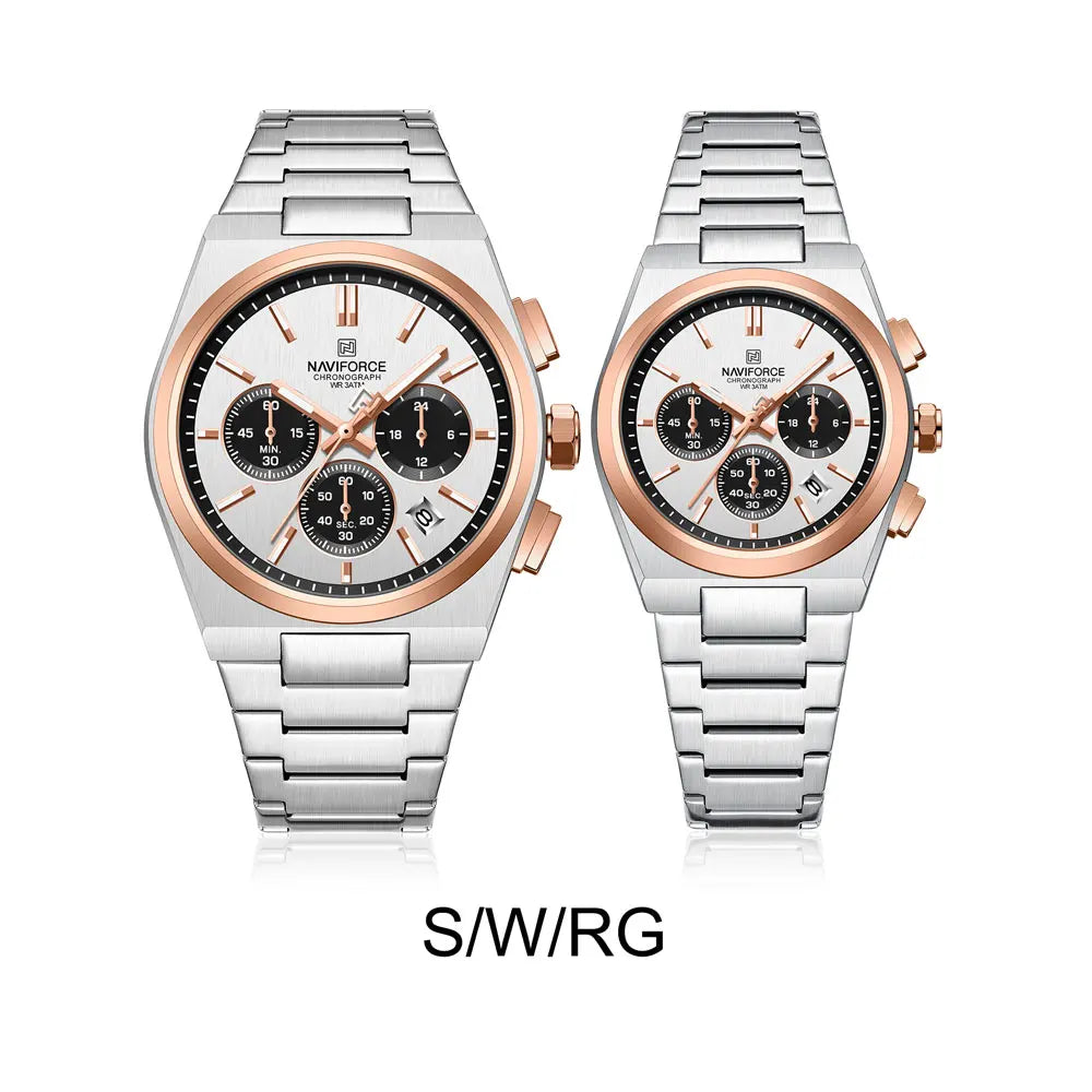 NAVIFORCE Couple Watches Pair Men Women Fashion Luxury Quartz Wristwatches Clock 2024 New Waterproof Stainless steel Watch Sets