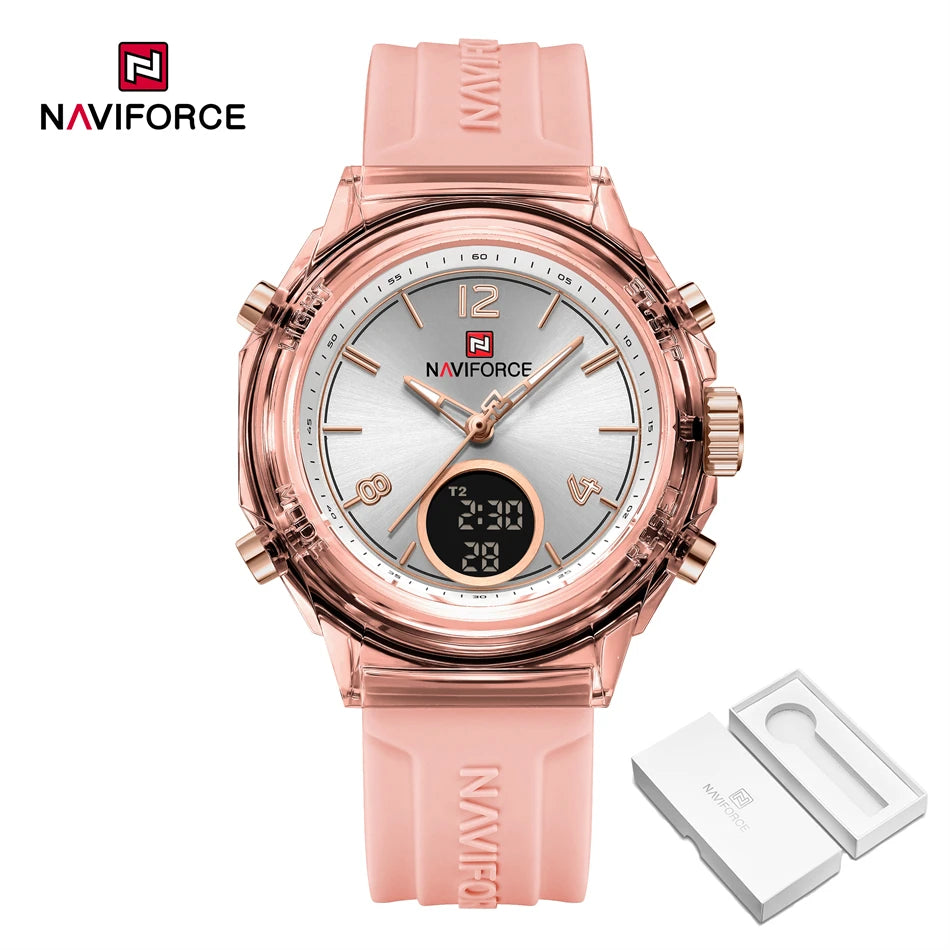 NAVIFORCE Watches For Women Dual Display Ladies Luminous Retro Female Quartz Watch Waterproof Round Dial 2024 Montres Femmes