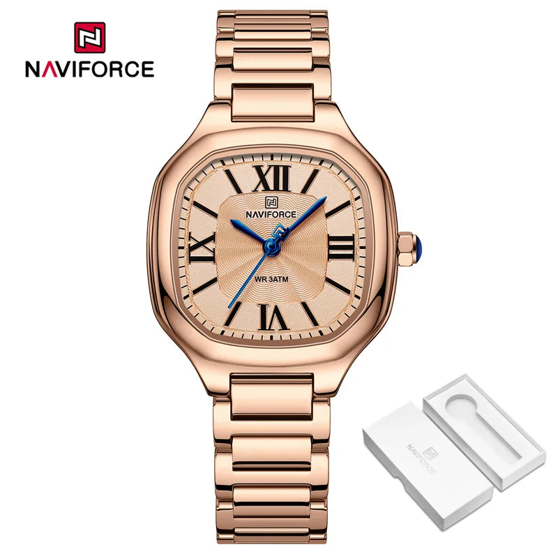 NAVIFORCE Brand Women Watch Stainless Steel Strap Waterproof Personality Fashion Female Quartz Wristwatch Relogio Feminino 2024