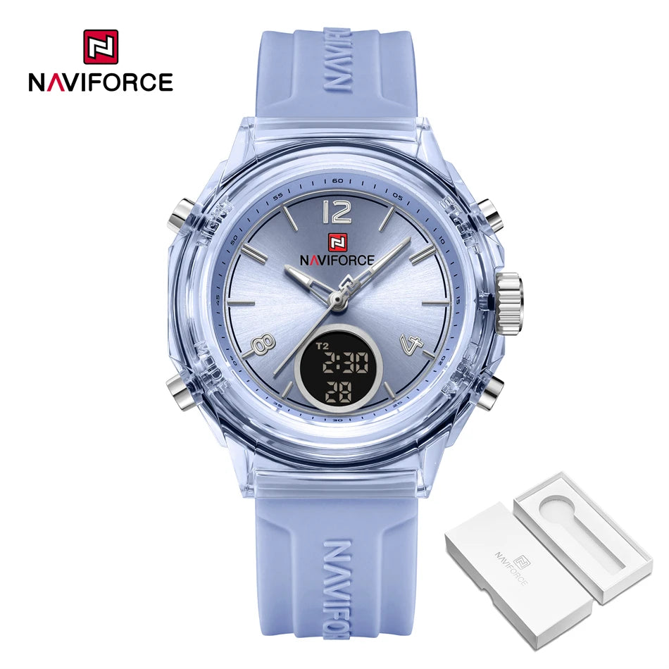 NAVIFORCE Watches For Women Dual Display Ladies Luminous Retro Female Quartz Watch Waterproof Round Dial 2024 Montres Femmes