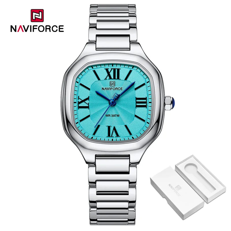 NAVIFORCE Brand Women Watch Stainless Steel Strap Waterproof Personality Fashion Female Quartz Wristwatch Relogio Feminino 2024