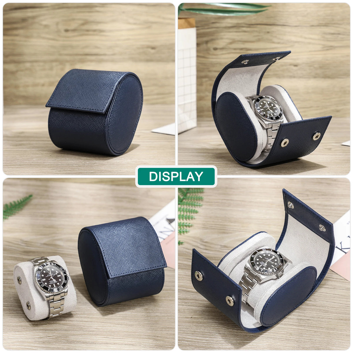 Single Watch Roll Retro Travel Case Chic Portable Retro Leather Display Jewelry Box Bracelet Storage Box Slid in Out Organizers