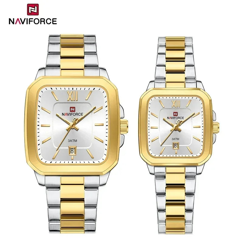 NAVIFORCE 2024 Luxury Brand Couple Watches Men Watch Fashion Steel Wristwatch Gift for Women Watches for Lovers Relogio Feminino