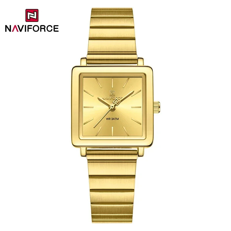 NAVIFORCE Square Stainless Steel Women Quartz Watches Casual 30M Waterproof Girl Ladies Wristwatch Female Clock Relogio Feminino