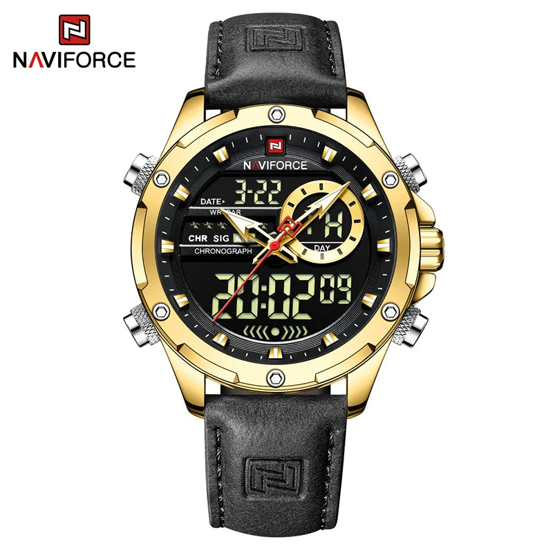 NAVIFORCE Luxury Brand Original Watch For Men Casual Sports Chronograph Quartz WristWatch Leather Waterproof Clock Free Shiping