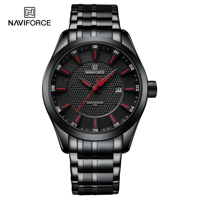 Top Brand NAVIFORCE Men's Watch Waterproof Quartz Business Casual Wristwaches Stainless Steel Strap Date Clock Relogio Masculino