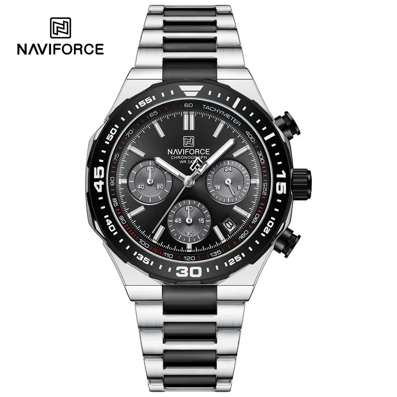 NAVIFORCE Fashion Watch For Men High Quality Luxury Stainless Steel Waterproof Classic Quartz Wristwatches Male Big Face Clock