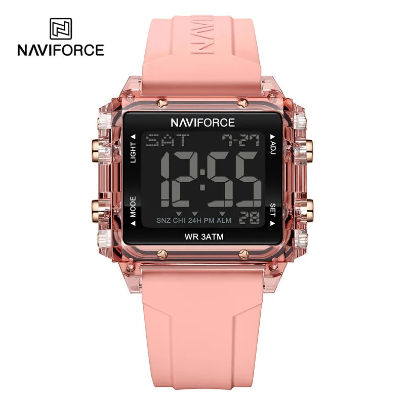 NAVIFORCE New Women Watch Silicone Strap LED Digital Sports Clock Fashion Casual Waterproof Electronic Wristwatch Montre Femme