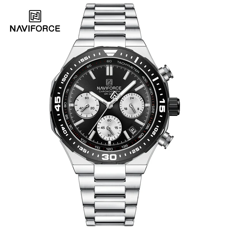 NAVIFORCE Fashion Watch For Men High Quality Luxury Stainless Steel Waterproof Classic Quartz Wristwatches Male Big Face Clock