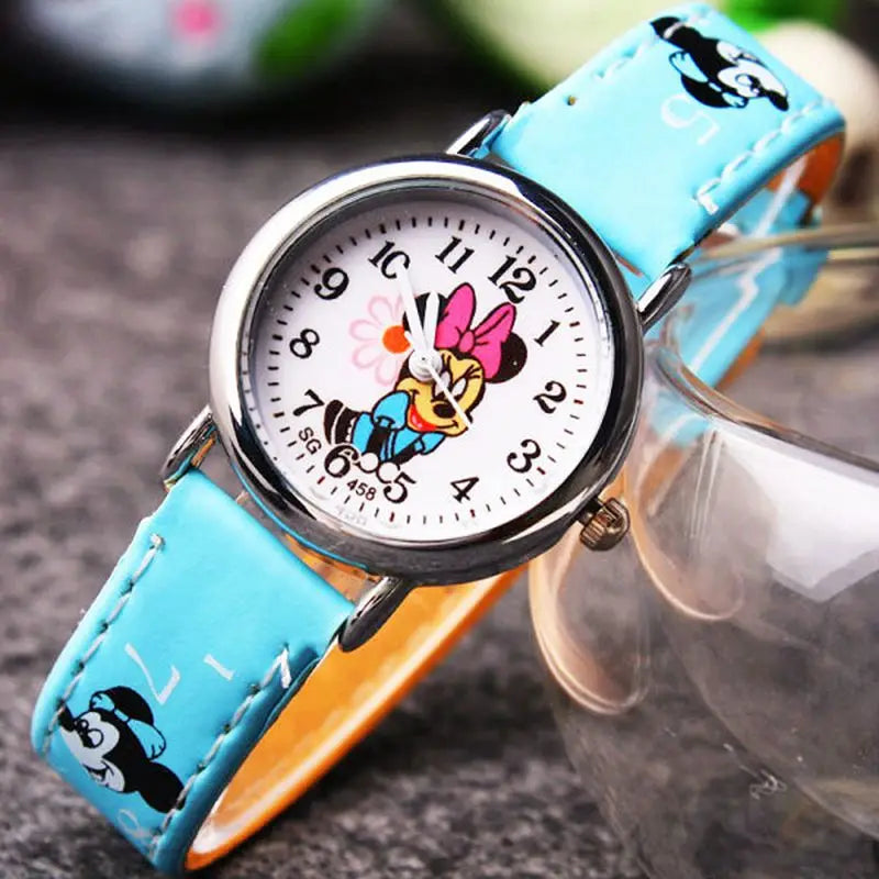 Disney Mickey Minnie Cute Cartoon Girls Kids Quartz Watches Children's Watch Lovely Fashion Girl Wristwatches