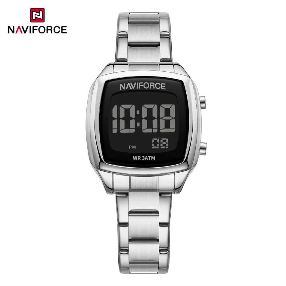 NAVIFORCE Digital Watches Women Stainless Steel Gold Sliver Electronic Watch Fashion Business Wristwatches Relojes Para Mujer