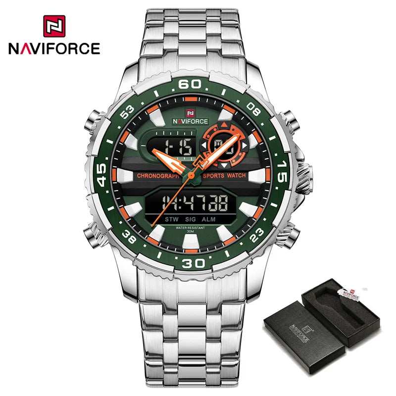 NAVIFORCE Men's Watch Luxury Waterproof Sport Chronograph Quartz Wristwatches Digital Date and Week Clock Relogio Masculino 2024