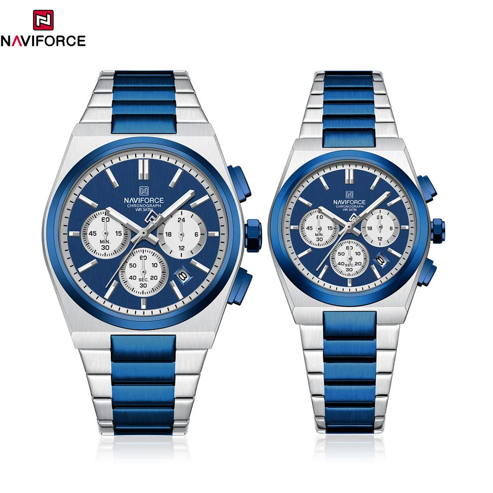 NAVIFORCE Couple Watch Set Casual Fashion Women Men Quartz Watches Ladies Stainless Date Week Man Waterproof Clock Lover's Gift