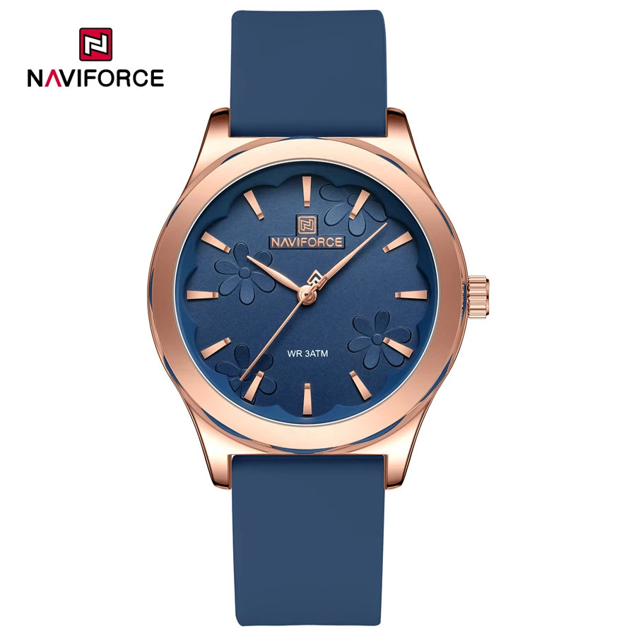 NAVIFORCE Simple Fashion Quartz Wristwatches Women Wrist Watches Silicone Strap Waterproof Watch Wholesale Hot Sale Reloj Mujer