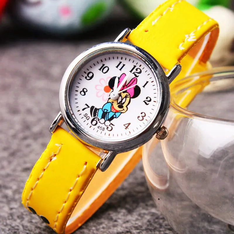 Disney Mickey Minnie Cute Cartoon Girls Kids Quartz Watches Children's Watch Lovely Fashion Girl Wristwatches