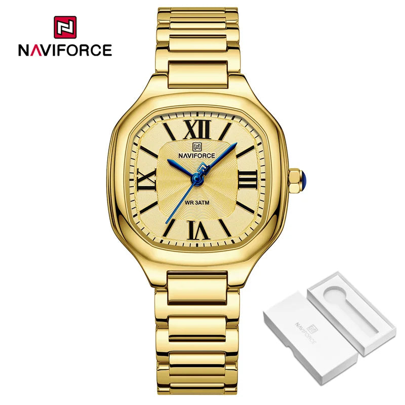 NAVIFORCE Brand Women Watch Stainless Steel Strap Waterproof Personality Fashion Female Quartz Wristwatch Relogio Feminino 2024