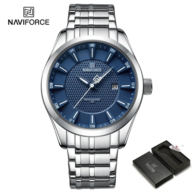 Top Brand NAVIFORCE Men's Watch Waterproof Quartz Business Casual Wristwaches Stainless Steel Strap Date Clock Relogio Masculino