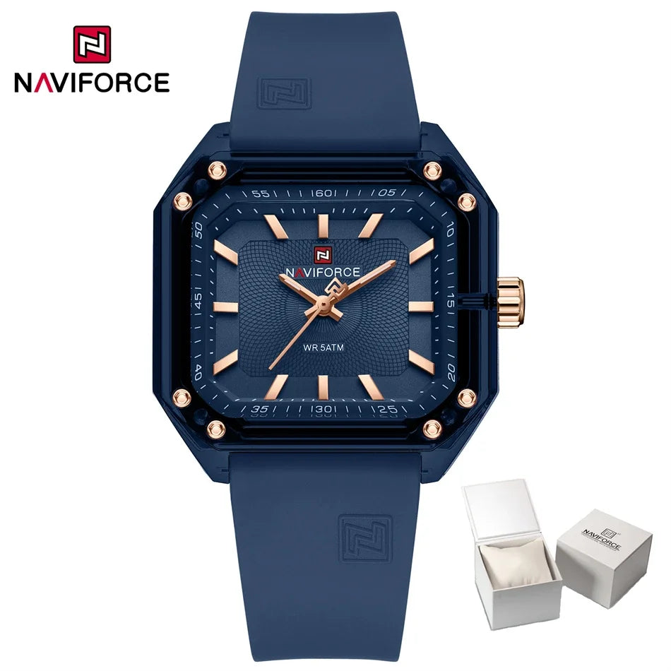 NAVIFORCE Women Watch Square Quartz Silicone Strap Wristwatches Student Watches for Women Gift Relojes Para Mujer Montre Femme