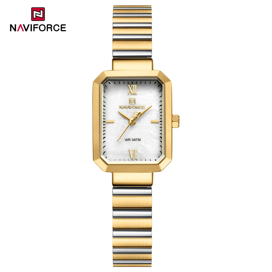 NAVIFORCE Women Watch 2024 Stainless Steel Square Quartz Watch Women Fashion Casual Ladies Watches Relogio Feminino Reloj Mujer