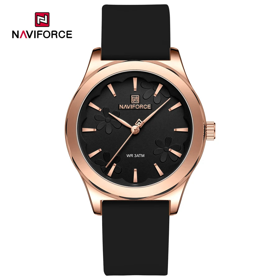 NAVIFORCE Simple Fashion Quartz Wristwatches Women Wrist Watches Silicone Strap Waterproof Watch Wholesale Hot Sale Reloj Mujer