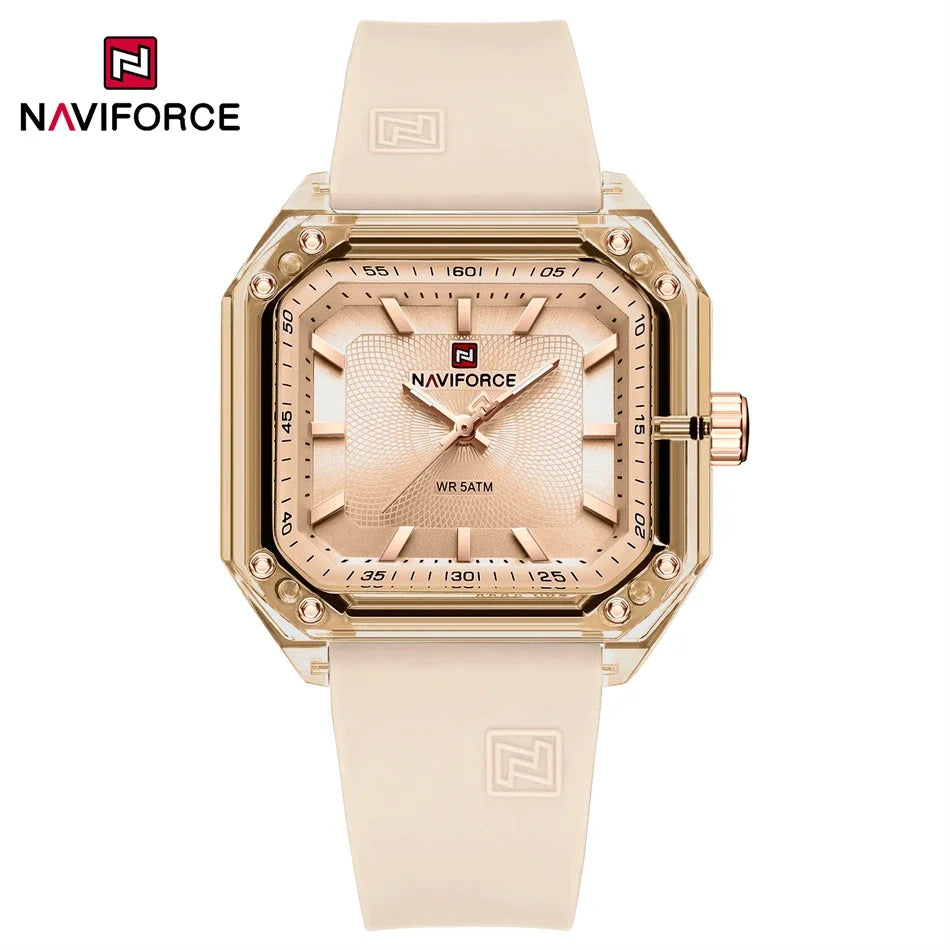 NAVIFORCE Women Watch Square Quartz Silicone Strap Wristwatches Student Watches for Women Gift Relojes Para Mujer Montre Femme