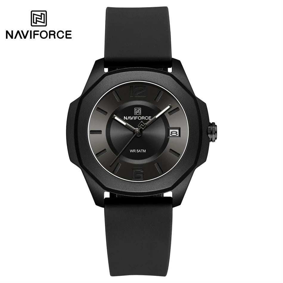 NAVIFORCE Luxury Watch Women's Quartz Watches Ladies Simple Style Silicone Strap Wrist Watch Waterproof Watches Reloj Mujer