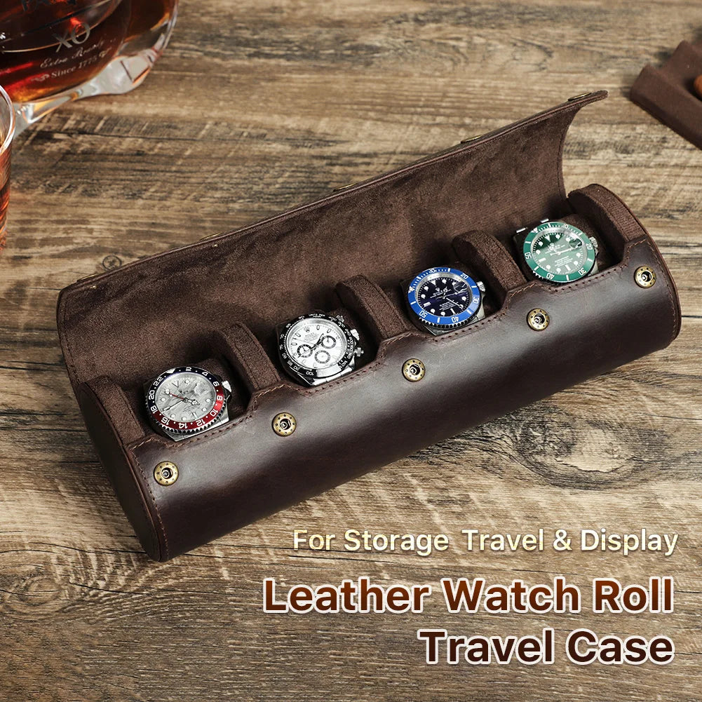 CONTACT'S FAMILY 3 Grids Genuine leather Watch box Men Watches Travel Storage and Packaging Wristwatch Case High Quality Gift