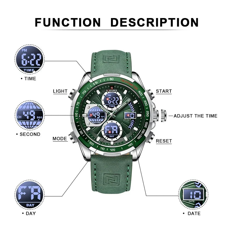 NAVIFORCE Fashion Military Watches for Men Luxury Original Digital Sport Chronograph Waterproof Quartz WristWatch Free Shiping