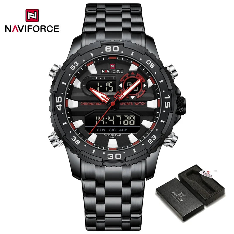 NAVIFORCE Men's Watch Luxury Waterproof Sport Chronograph Quartz Wristwatches Digital Date and Week Clock Relogio Masculino 2024