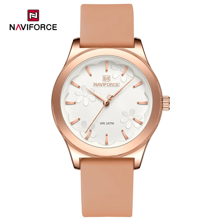 NAVIFORCE Simple Fashion Quartz Wristwatches Women Wrist Watches Silicone Strap Waterproof Watch Wholesale Hot Sale Reloj Mujer