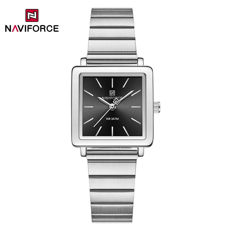 NAVIFORCE Square Stainless Steel Women Quartz Watches Casual 30M Waterproof Girl Ladies Wristwatch Female Clock Relogio Feminino