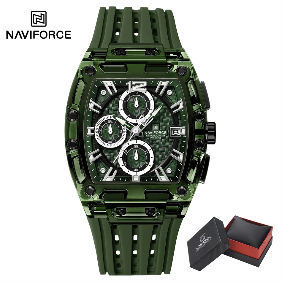 NAVIFORCE Men's Watch High Quality Quartz Fashion Clock Waterproof Silicone Tape Watch for Men Luminous Date Sports Wristwatches