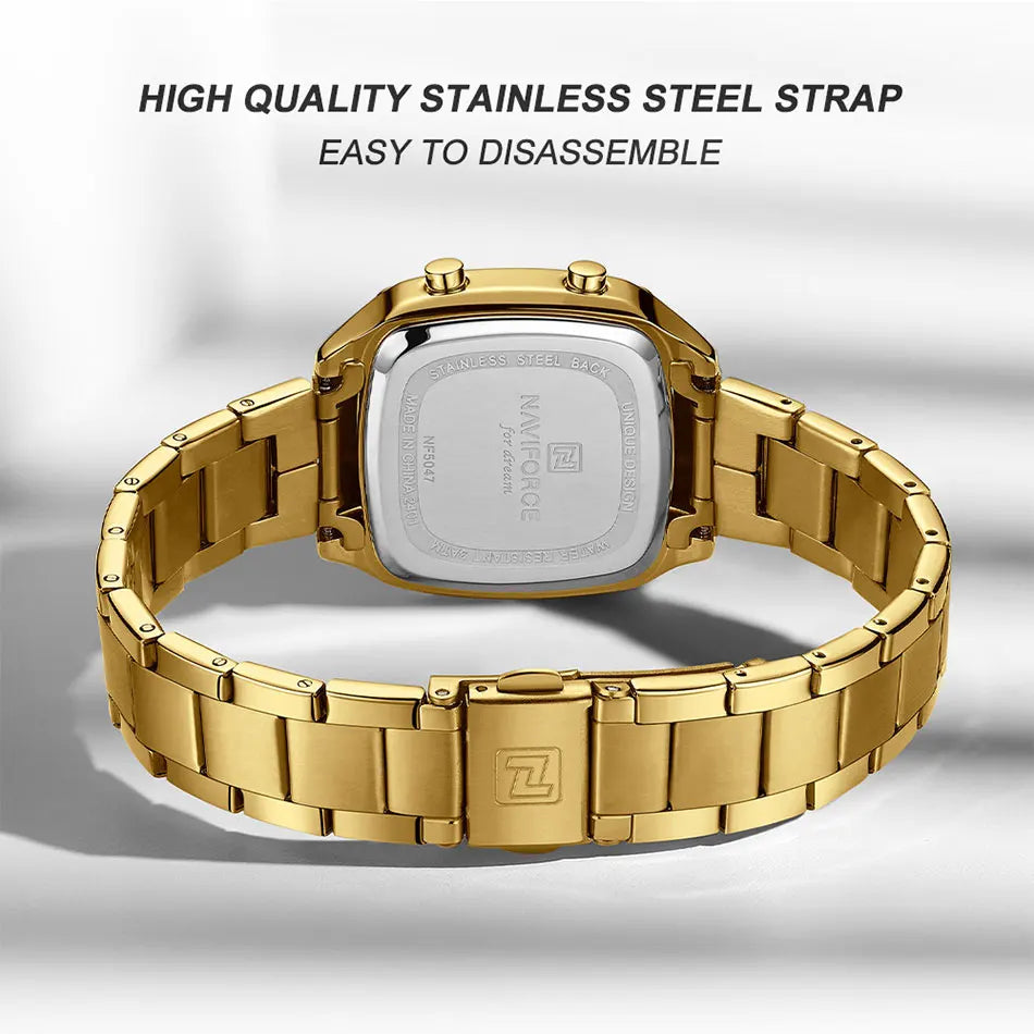 NAVIFORCE Digital Watches Women Stainless Steel Gold Sliver Electronic Watch Fashion Business Wristwatches Relojes Para Mujer