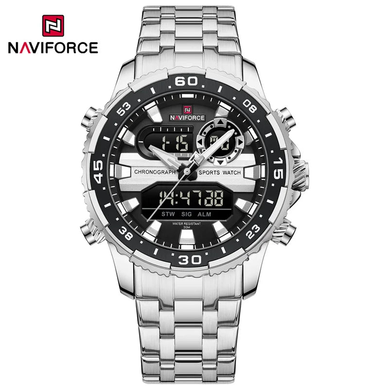 NAVIFORCE Men's Watch Luxury Waterproof Sport Chronograph Quartz Wristwatches Digital Date and Week Clock Relogio Masculino 2024