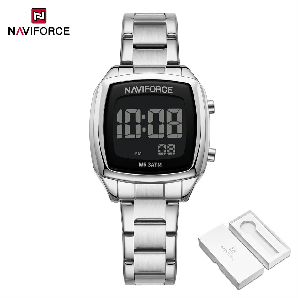 NAVIFORCE Digital Watches Women Stainless Steel Gold Sliver Electronic Watch Fashion Business Wristwatches Relojes Para Mujer