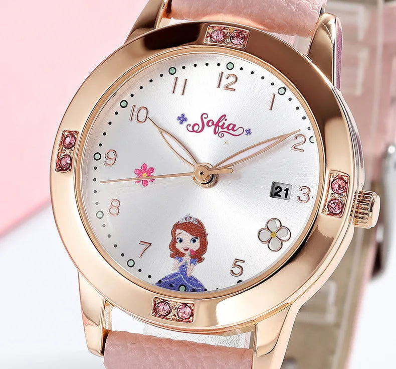 Sofia Girls Watches Diamond Calendar Princess Kids Children's Student Watch Student back to school gift